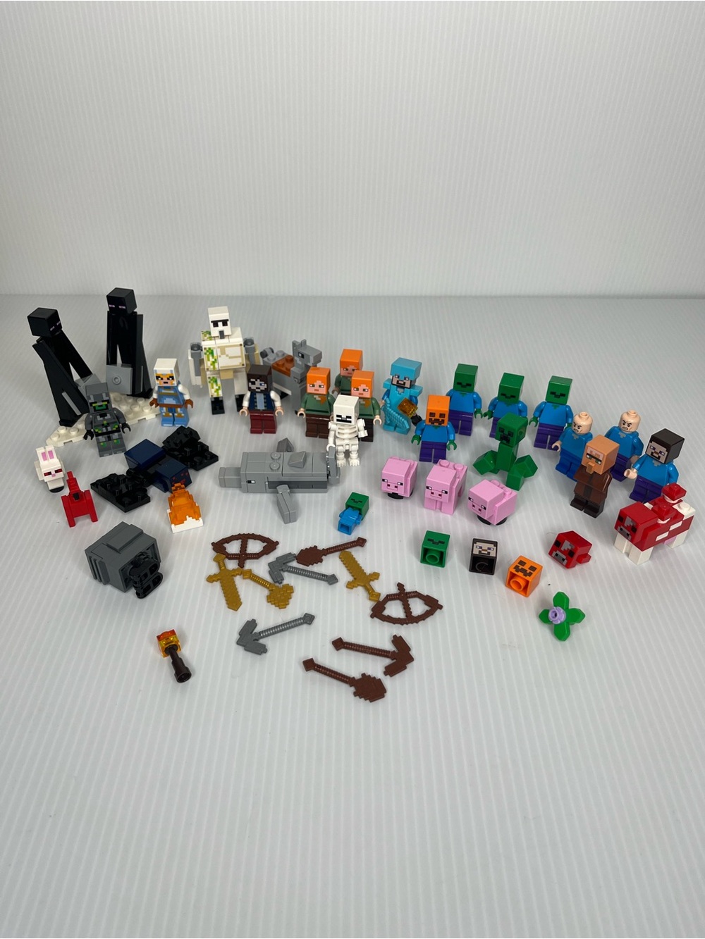 Minecraft Lego Mini Figure Accessory Lot of 25 Figures Steve Alex Iron Golem
